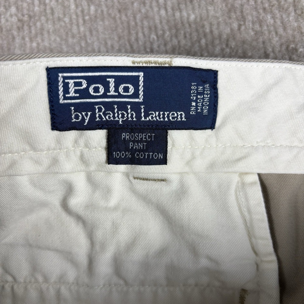 Polo Ralph Lauren Prospect Pants Mens 38x34 Beige Classic Chino‎ Cotton Pleated - Picture 4 of 10